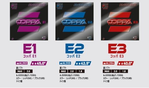 【新製品】「コッパE1・E2・E3」7/31発売（DONIC）